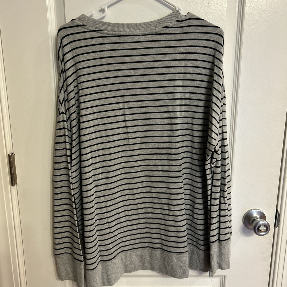 ✨ 5 for $50✨ Workshop Republic Clothing Gray and Black Striped Top - Picture 3 of 3